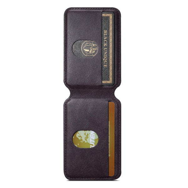 Suteni S2 Phone Magnetic Card Case Card Sleeve MagSafe Magnetic Coil PU Leather(Purple)