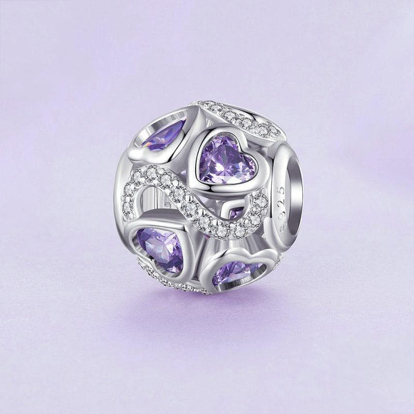SCC2452 Sterling Silver S925 Love Infinity Heart Zircon Bracelet Beads