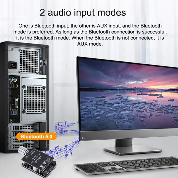 ZK-502L Bluetooth 5.0 12/24V Wireless Stereo Audio Digital Power Amplifier Board 50Wx2 Bluetooth Amp Amplificador, with Shell