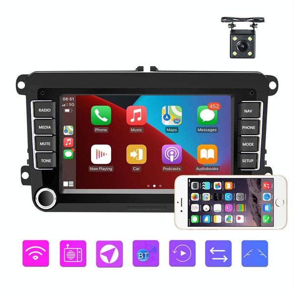A3040 For Volkswagen 7-inch 2+32G Android Car Navigation Central Control Large Screen Player With Wireless CarPlay, Style:Standard+4Lights Camera