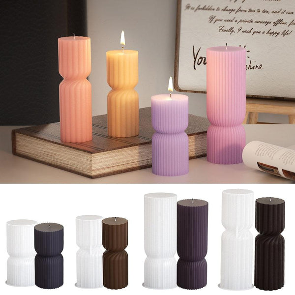 DIY Geometric Cylinder Vertical Stripe Candle Silicone Mold Resin Ornaments Mold, Spec: 001