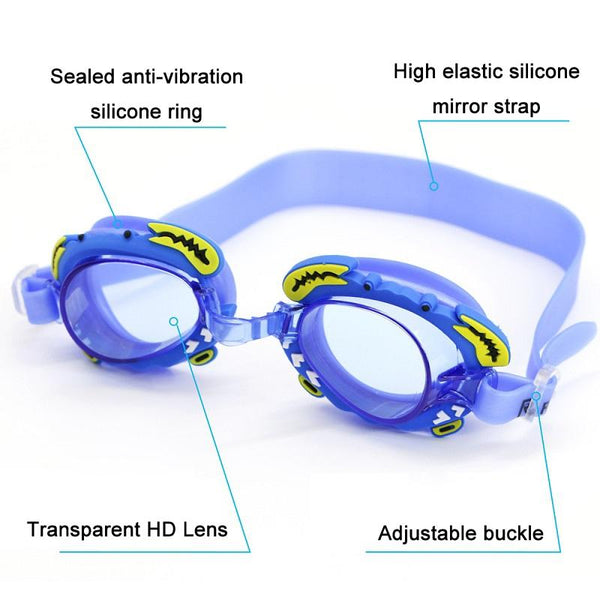 RUIHE Children Cute Cartoon Waterproof Anti-Fog Swimming Goggles(Green)