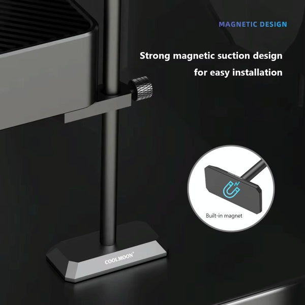 COOLMOON GH260 Desktop Computer Vertical Mounted Graphics Card Protection Shelf Metal Rod Magnetic Support Bracket, Color: GH260 Silver