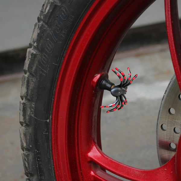 2 PCS Universal Spider Shape Car Motor Bicycle Tire Valve Caps (Red)
