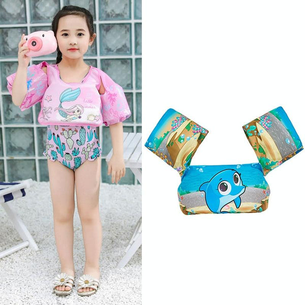 Children Swimming Foam Arm Ring Baby Swimming Equipment Floating Ring Water Sleeve Buoyancy Vest(Blue Dolphin)