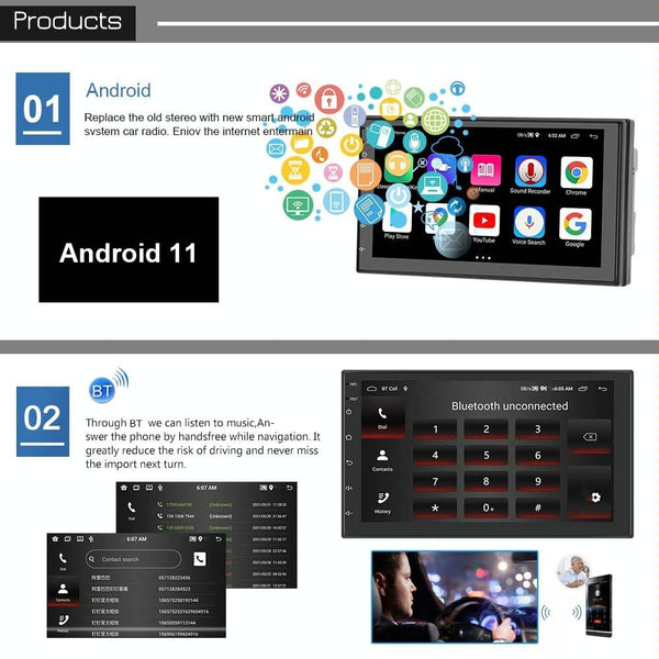 A2797 7 Inch Android WiFi 2+32G Central Control Large Screen Universal Car Navigation Reversing Video Player, Style: Standard+AHD Camera