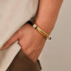 OPK PH1586 Simple Men Leather Bracelet Stainless Steel Magnetic Insert Buckle Bracelet, Color: Gold