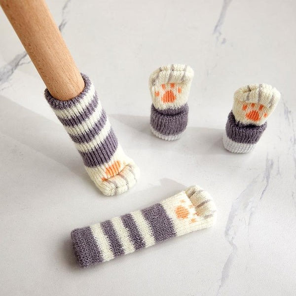 1 Set Double Knit Wear-Resisting Table Stool Leg Mute Protective Cover(Deep Gray)