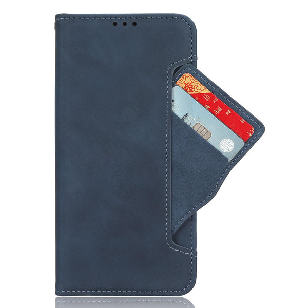 For vivo Y19s 4G Skin Feel Calf Texture Card Slots Leather Phone Case(Blue)