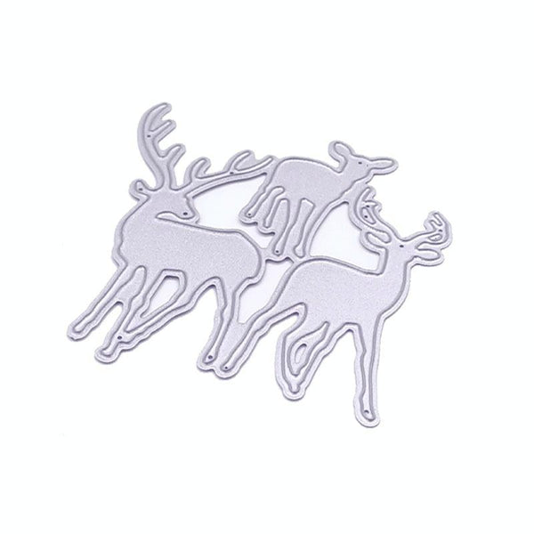 2 PCS Three Christmas Deer Carbon Steel Embossing Cutting Dies
