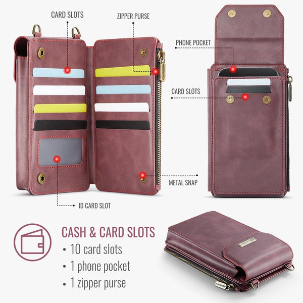 CaseMe Me40 Vertical Multifunctional Shoulder Crossbody Phone Bag(Red)