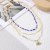 Angel Eyes Pendant Layered Necklace, Model: N2210-6 Rice Bead Snake Chain 3 Layer