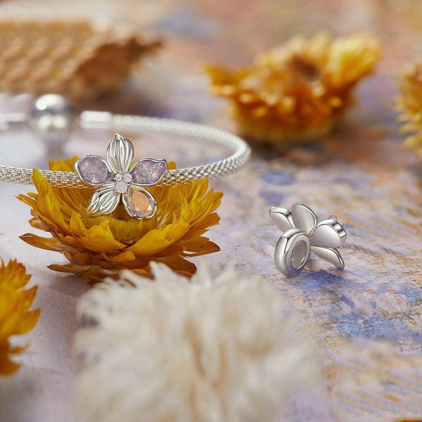 S925 Sterling Silver Opal Flower Silicone DIY Beads(BSC990)