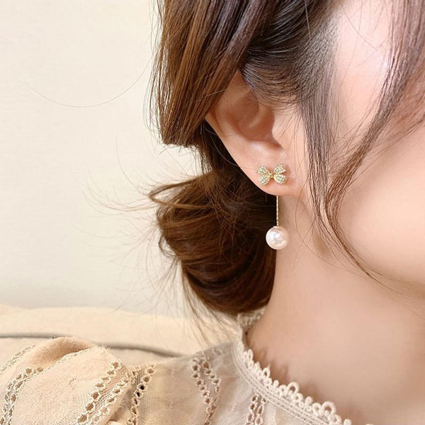 Shell Double Layer Earrings with Diamond Earrings, Color: EH1093
