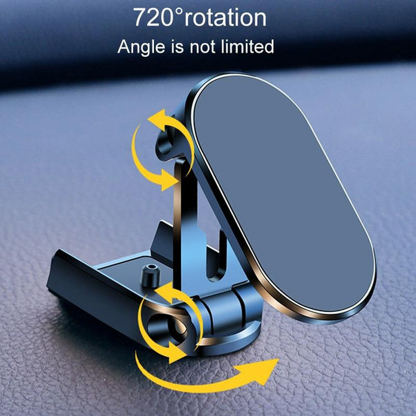 D11 Magnetic Folding Car Phone Holder Rotatable Dashboard Stick-On Navigation Stand(Black Gloosy)