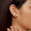BSE858 Sterling Silver S925 White Gold Plated Zircon Moon Tassel Stud Earrings