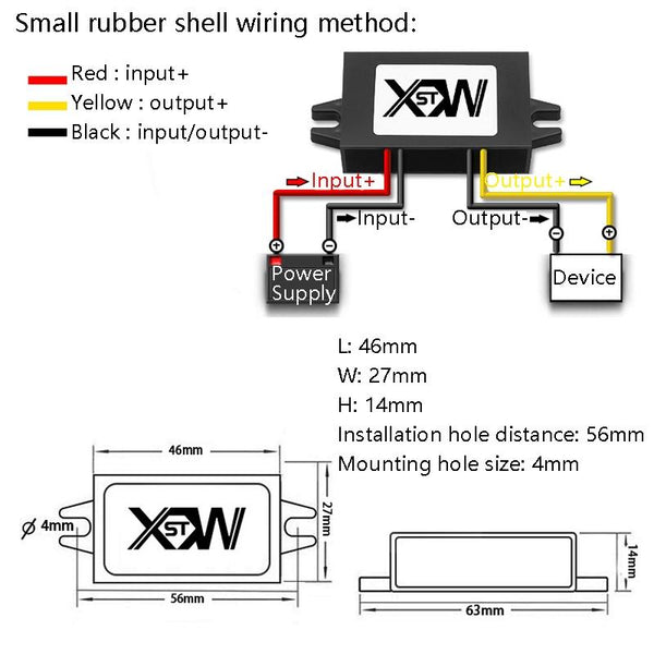 XWST DC 12/24V To 5V Converter Step-Down Vehicle Power Module, Specification: 12V To 5V 2A Small Rubber Shell