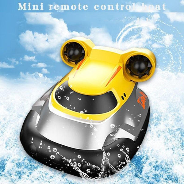 Children 2.4G Wireless Mini Remote Control Boat Toy Electric Hovercraft Water Model(Yellow)
