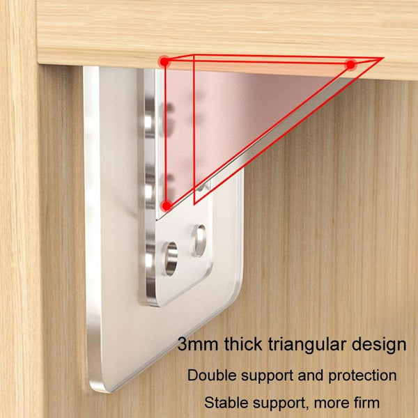 4pcs Partition Bracket No Punch Right Angle Laminate Shelf Wardrobe Partition Board Fixing Holder, Size: 7x7cm