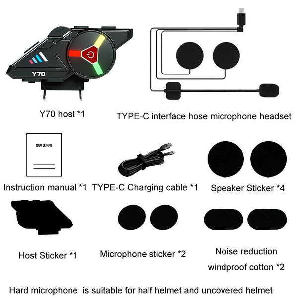 KUQIBAO Motorcycle Helmet Built-in Waterproof Bluetooth Earphone(Hard Microphone)