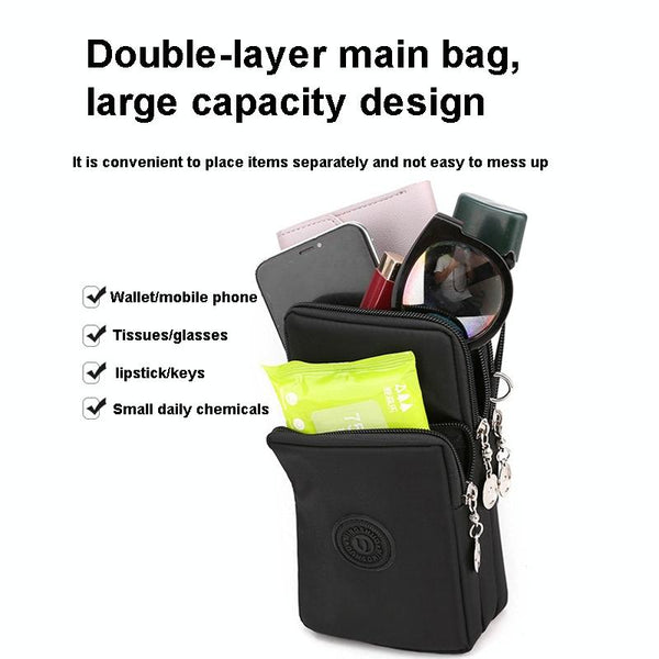 Crossbody Mobile Phone Bag Vertical Wallet Arm Bag With Headphone Hole(Green)