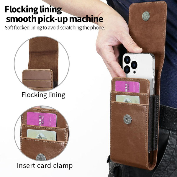 For Phones Below 6.7 inches Multifunctional Vertical Magnetic Flip Phone Waist Bag(Black)