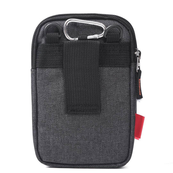 For 5.5-6.5 inch Mobile Phones Universal Canvas Waist Bag with Shoulder Strap & Earphone Jack(Navy Blue)