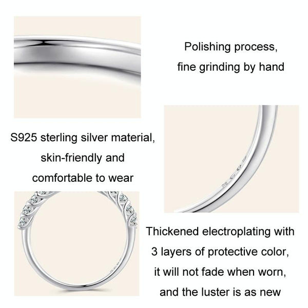 MSR014-A Sterling Silver S925 Plated Plated Row Moissanite Ring(No.8)
