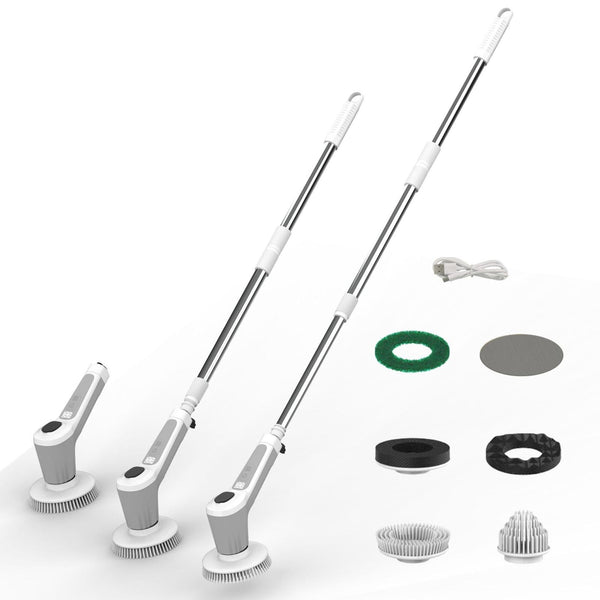 6 In 1 Automatic Water Spray Electric Spin Scrubber 53 Inch Cordless Rechargeable Cleaning Brush