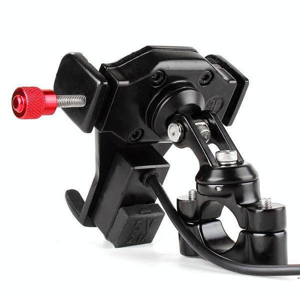 360 Degree Rotating Motorcycle Mobile Phone Holder with USB charger, Suitable for 3.5-6.6 inch Phones