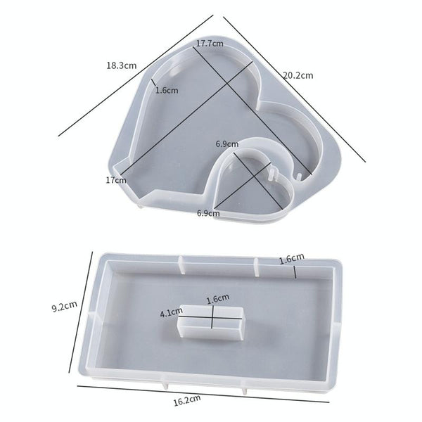 DIY Glue Double Heart-Shaped Hanging Photo Frame Display Stand Silicone Mold, Spec: Set