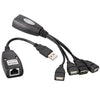 USB 2.0 CAT5 / CAT5E / CAT6 RJ45 to 4 USB Ethernet Extender LAN Extension Cable Repeater Adapter