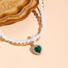 N2209-5 Double-layer Green Love Ladies Temperament Necklace Collarbone Chain