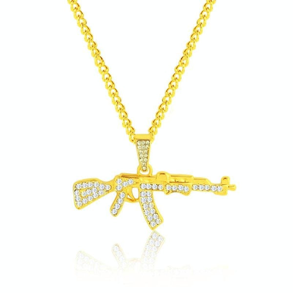 1010401102 AK47 Exaggerated Hip Hop Style Necklace Collarbone Chains