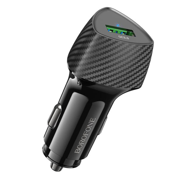 BOROFONE BZ31 Solid Single-port QC3.0 USB Car Charger(Black)