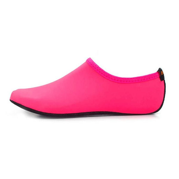 Non-slip Plastic Grain Texture Thick Cloth Sole Solid Color Diving Shoes and Socks, One Pair(Rose Red)