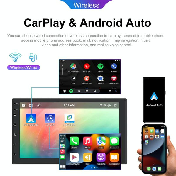 7inch Android 13.0 Dual Butt Universal Wireless Carplay Car Navigation Center Control All-In-One Monitor(Standard)