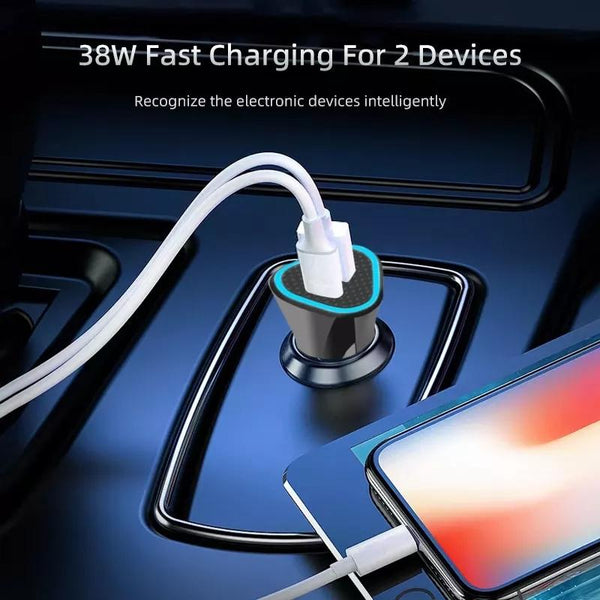 PD + QC3.0 Car 2 in 1 Triangle Fast Charger Car Cigarette Lighter(Black)