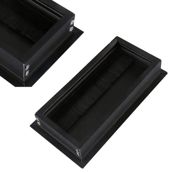 ABS Table Rectangle Wire Hole Cover Outlet Port With Brush PC Desk Cable Organizer, Size: 80x80mm Silver