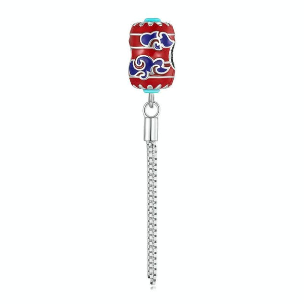 BSC727 Sterling Silver S925 Auspicious Clouds Red Lantern Bracelet Bead Pendant