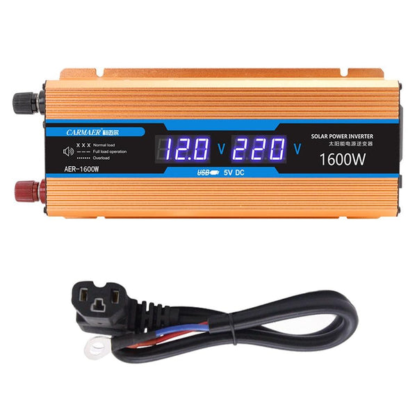 Carmaer Modified Sine Wave 60V to 220V 1600W Car Multi-function Double Digital Display Inverter Household Power Converter
