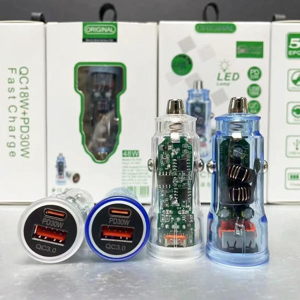P35 48W PD30W+QC3.0 18W USB Transparent Car Quick Charge(Transparent)
