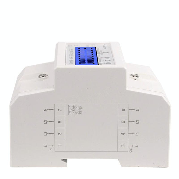 SINOTIMER Three-Phase Backlight Display Rail Type Electricity Meter 5-100A 400V(DDS024 White Shell)
