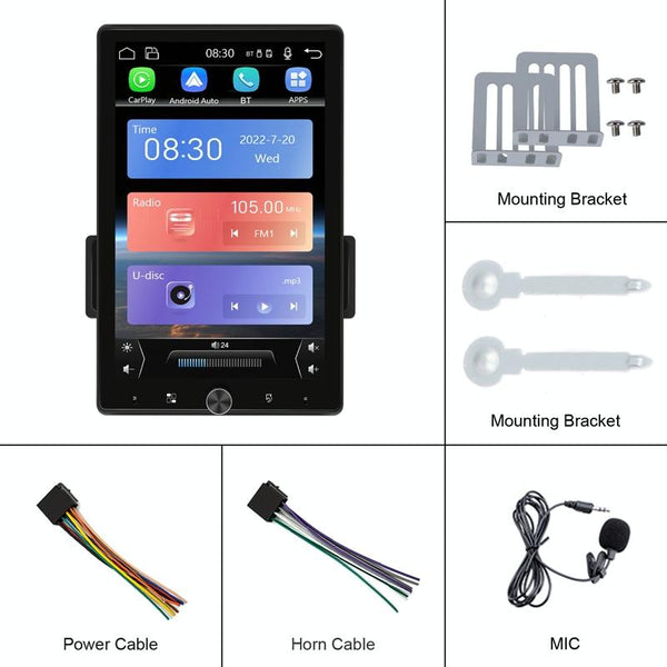 10.4 Inch MP5 Single Butt Vertical Screen Manual Rotation Android Navigation With Wireless Carplay Backup Camera(Standard)