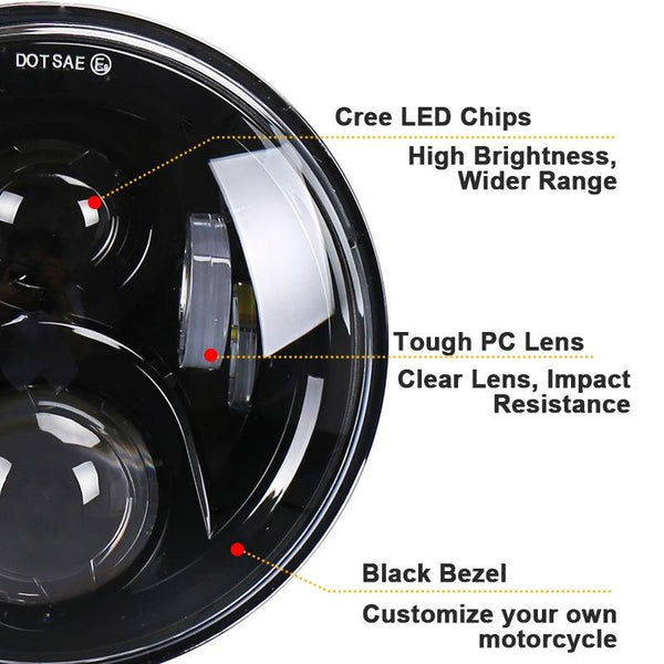 7 inch Round LED Motorcycle Headlight Modified Spotlight for Honda (Silver)