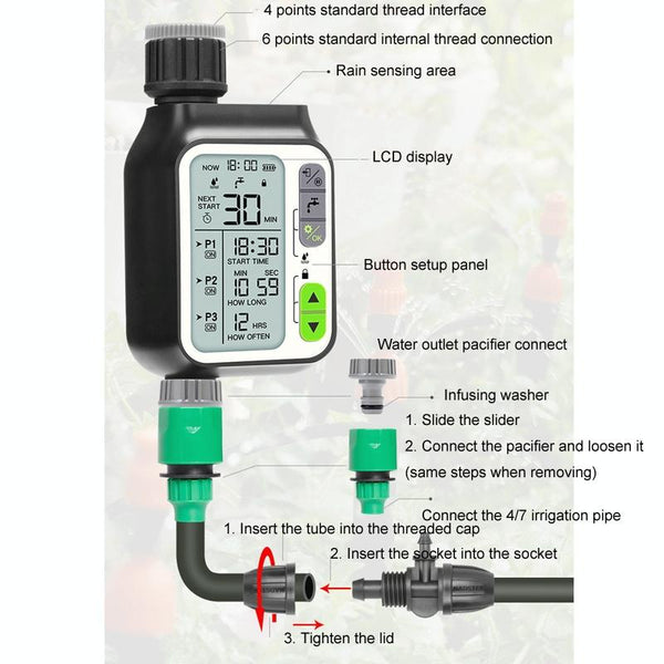 NADSTER Garden Screen Timed Automatic Rain Sensor Flower Waterer, Specification: Dual Outlet