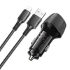 BOROFONE BZ31A Solid Dual-port USB Car Charger Set with USB to 8 Pin Cable(Black)