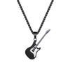 OPK 1989 Personality Stainless Steel Guitar Pendant Titanium Steel Necklace, Color: Black Pendant+0.3x55cm Pearl Chain