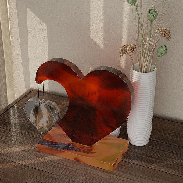 DIY Glue Double Heart-Shaped Hanging Photo Frame Display Stand Silicone Mold, Spec: Set
