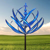 Metal Iron Windmill Crafts Outdoor Gardening Decorative Ground Planter(Blue)